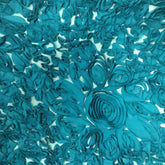 Abstract Daisy Ruffle—Teal Georgette Material—High-Quality Polyester Blend—Sold by The Yard—54" Inches Wide